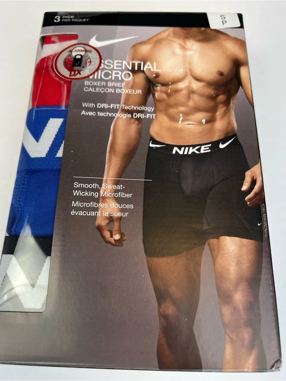 Nike 3 Pack Mens Boxer Briefs Essential Micro Dri-FIT Blue & Multicolor Size S